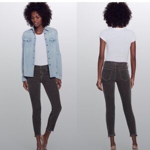 Mother High Waisted Looker Ankle Chew Hopscotch corduroy pants Size 25